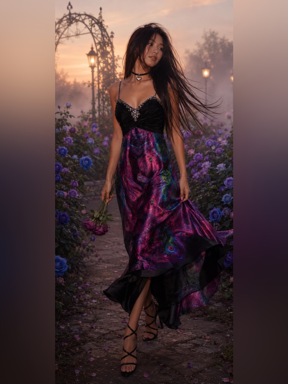 Night Moves Peacock Prom Dress Size 4 Sweatheart Gown Beaded satin-feel fabric